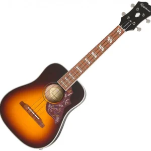 Dernier Modèle Epiphone Hummingbird Tenor Acoustic/Electric Ukulele +Bag - tobacco sunburst