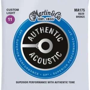 Certifié Martin MA175 Acoustic Guitar 6-String Set Authentic SP 80/20 Bronze 11-52 - jeu de 6 cordes
