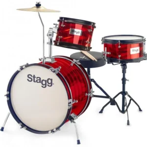 Stagg Batterie Junior 3/16B + Hardware - 3 fûts - rouge Soldes
