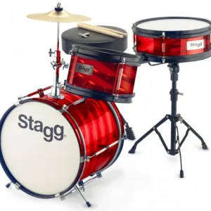 Stagg Batterie Junior 3/12B + Hardware - 3 fûts - rouge Livraison Express