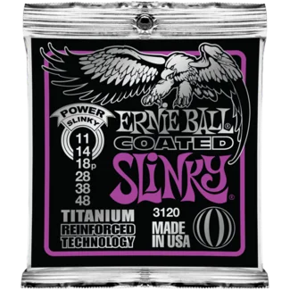 Ernie ball Electric (6) 3120 Coated Titanium Power Slinky 11-48 - jeu de 6 cordes Prix Cassé
