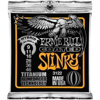 Ernie ball Electric (6) 3122 Coated Titanium Hybrid Slinky 09-46 - jeu de 6 cordes Paiement Sécurisé