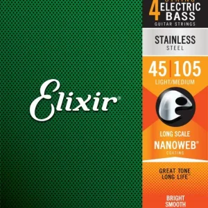 Offre Limitée Elixir Bass (4) Nanoweb Stainless Steel 45-105 - jeu de 4 cordes