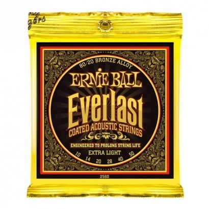 Nouveauté Ernie ball Folk (6) 2560 Everlast Coated Extra Light 10-50 - jeu de 6 cordes