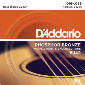 D‘addario EJ42 Resophonic Guitar Strings 16-56 - jeu de 6 cordes Retour Gratuit