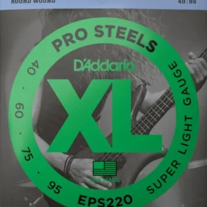 Authentique D‘addario EPS220 Electric Bass 4-String Set ProSteels Round Wound Long Scale 40-95 - jeu de 4 cordes