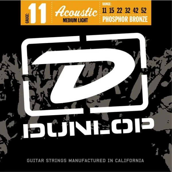 Promotion Saisonnière Jim dunlop Acoustic Phosphor Bronze Medium Light 11-52 - jeu de 6 cordes