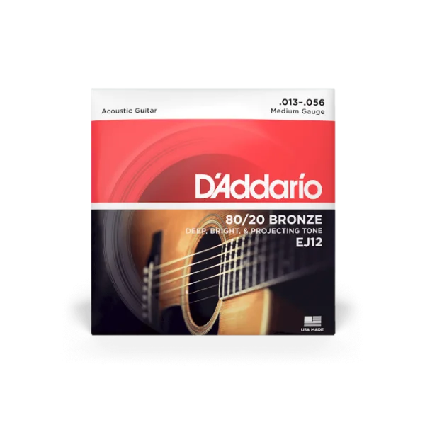 Offre Limitée D‘addario EJ12 80/20 Bronze Acoustic Guitar Strings, Medium, 13-56 - jeu de 6 cordes