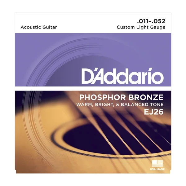Prix Réduit D‘addario GUIT. FOLK 6C PHOSPHOR BRONZE 011.052 EJ26 - jeu de 6 cordes