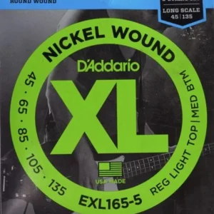Petit Prix D‘addario EXL165-5 Electric Bass 5-String Set Nickel Round Wound Long Scale 45-135 - jeu de 5 cordes