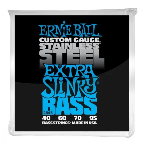 Ernie ball Bass (4) 2845 Stainless Steel Extra Slinky - jeu de 4 cordes Certifié