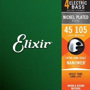 Elixir Bass (4) Nanoweb Nickel Plated XLS 45-100 - jeu de 4 cordes Prix Promo
