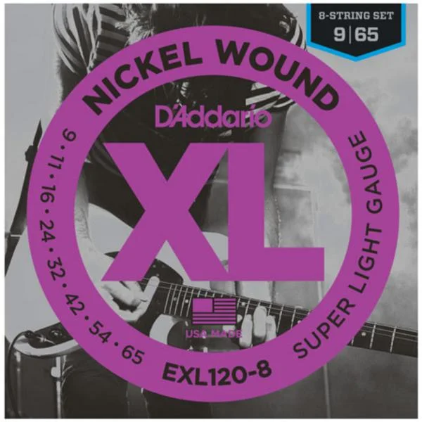 Produit De Marque D‘addario EXL120-8 Electric 8-String Super Light 9-65 - jeu de 8 cordes