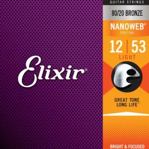 Elixir Acoustic (6) Nanoweb Light 12-53 - jeu de 6 cordes Seulement Aujourd'hui