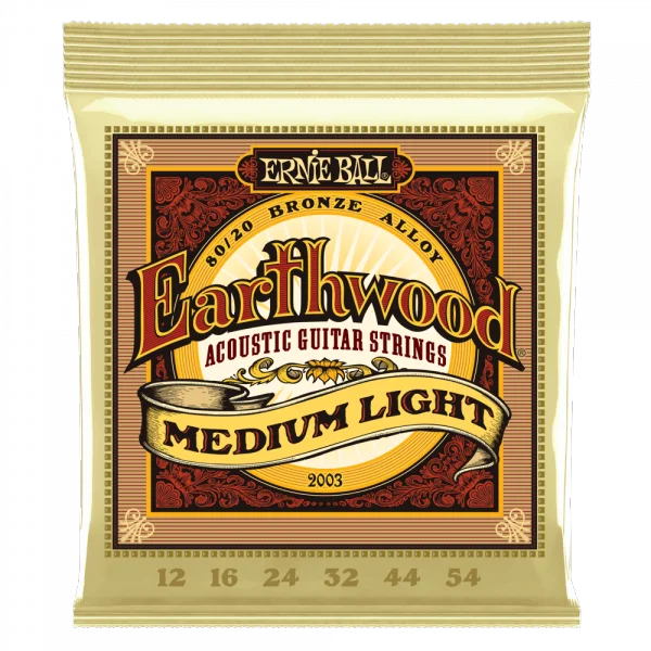 Retour Gratuit Ernie ball Folk 2003 Earthwood 80/20 Bronze Medium Light 12-54 - jeu de 6 cordes