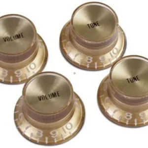 Paiement Sécurisé Gibson Top Hat Knobs With Inserts 4-Pack - Gold w/ Gold Inserts