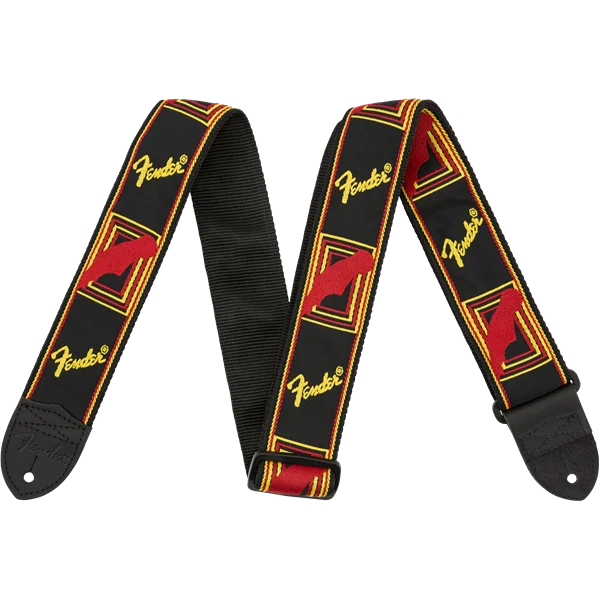 Fender Monogrammed Strap Black/Yellow/Red Top Vente