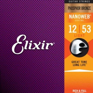 Elixir Acoustic (6) Nanoweb Phosphor Bronze 12-53 - jeu de 6 cordes Offre Exclusive