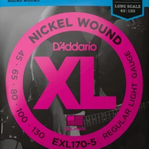D‘addario EXL170-5 Electric Bass 5-String Set Nickel Round Wound Long Scale 45-130 - jeu de 5 cordes Prix Promo