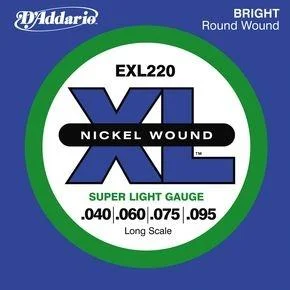 Commande En Gros D‘addario EXL220 Nickel Wound Bass, Super Light, 40-95, Long Scale - jeu de 4 cordes
