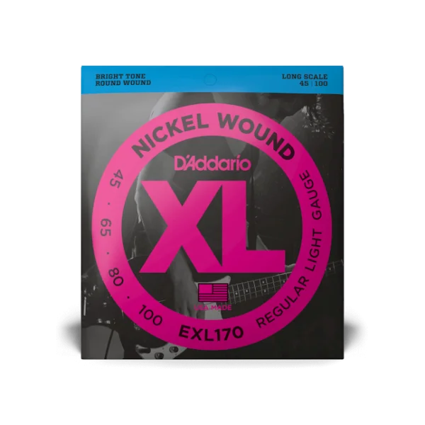Certifié D‘addario EXL170 Nickel Wound Bass, Light, 45-100, Long Scale - jeu de 4 cordes