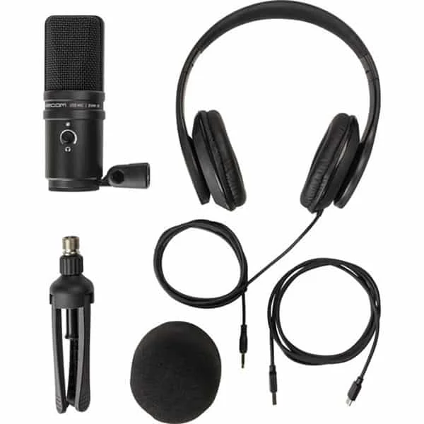 Zoom ZUM-2PMP – USB Podcast Microphone Pack with Headphones, Tripod and Cable Nouvelle Collection
