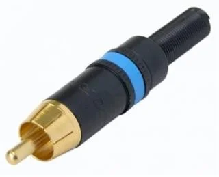 Neutrik RCA Plug – Black Metal Contact Gold Ring Blue Ring Remise
