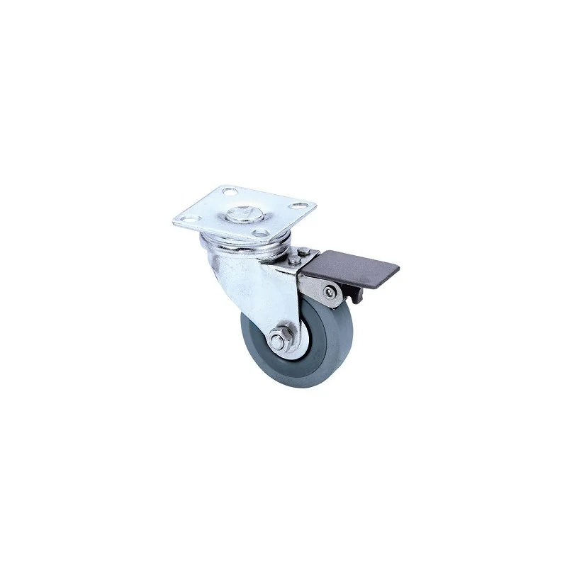ROULETTE PIVOTANTE AVEC FREIN BANDAGE GRIS 50 MM 60 KG MAX (120180) Retour Gratuit