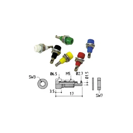 2 FICHES BANANE CHASSIS 2MM ROUGE 10A 60VCC (6080) Haute Qualité