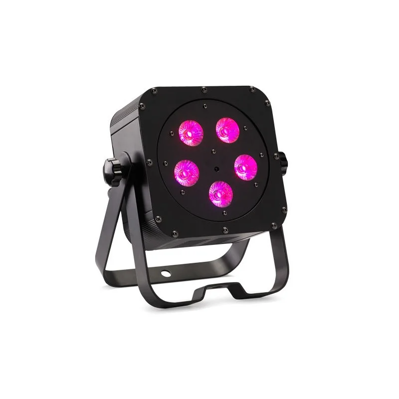 PROJECTEUR COMPACT NOIR A 5 LEDS 12W RGBWA+UV OUVERTURE 40° + TELECOMMANDE Prix Réduit