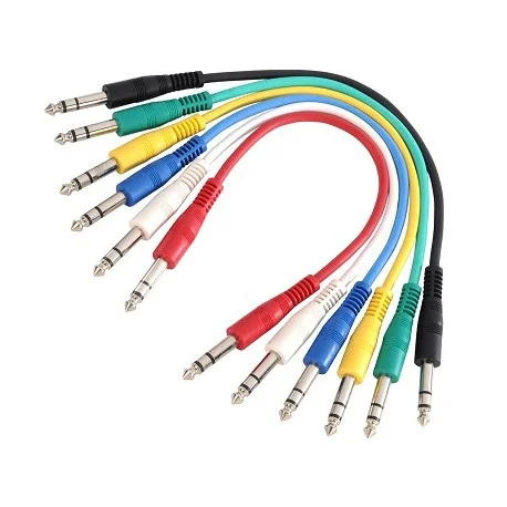 Remise SET 6 CABLES PATCH JACK 6,35 mm STEREO / JACK 6,35 mm STEREO 0,60 METRE