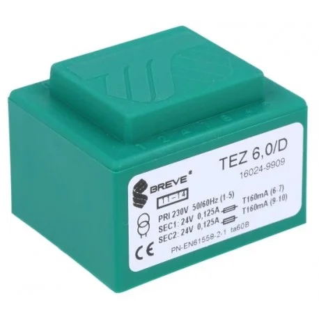 TRANSFO MOULE ENTREE 230V SORTIE 2X24V 6VA 2X0,125A 45X38X32mm (80120) Vente Flash
