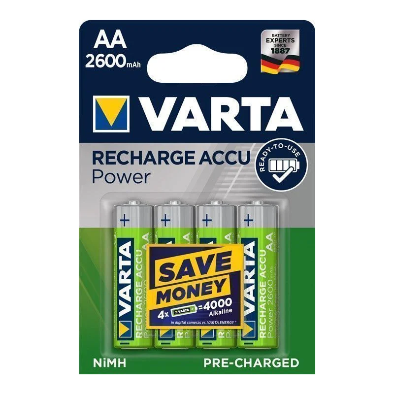 4 ACCU AA R6 1.2V 2.6A NIMH - PILE RECHARGEABLE VARTA Pas Cher