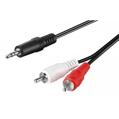 CORDON 2 RCA MALE / JACK MALE 3.5 STEREO 0.5 METRE NOIR GOOBAY (100150) Dernier Modèle