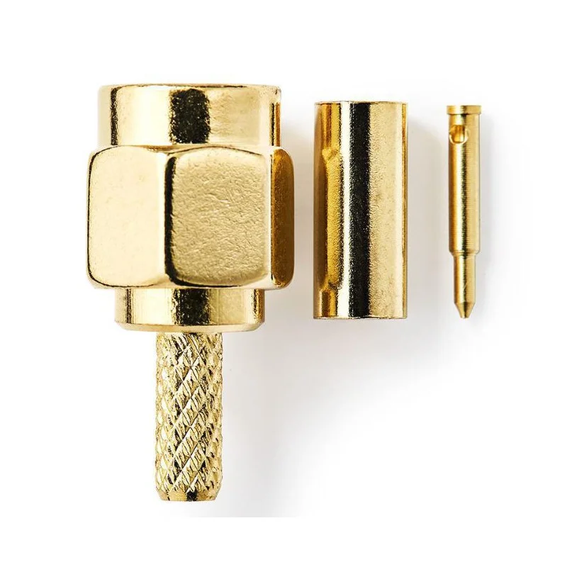 2 FICHES SMA MALE A SERTIR PLAQUEE OR POUR CABLE RG174 Soldes