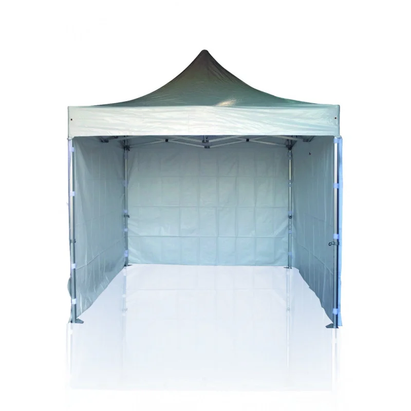 TONNELLE PLIANTE PROFESSIONNELLE BLANC TOIT + 3 COTES PLEINS 3 x 3 M Promotion Saisonnière