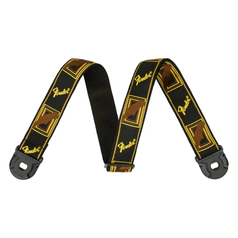 Dernier Modèle QUICK GRIP LOCKING ENDS STRAP MONOGRAM YELLOW/BROWN Fender