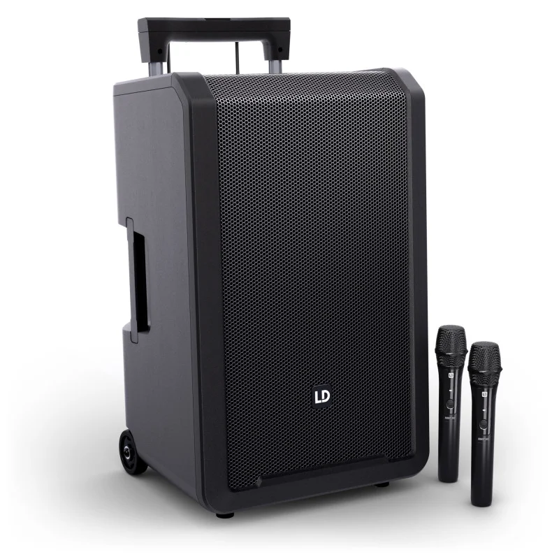 ANNY®12 HHD2 B5 - Enceinte de sonorisation sur batterie avec table de mixage et 2 micros main sans fil Commander Vite
