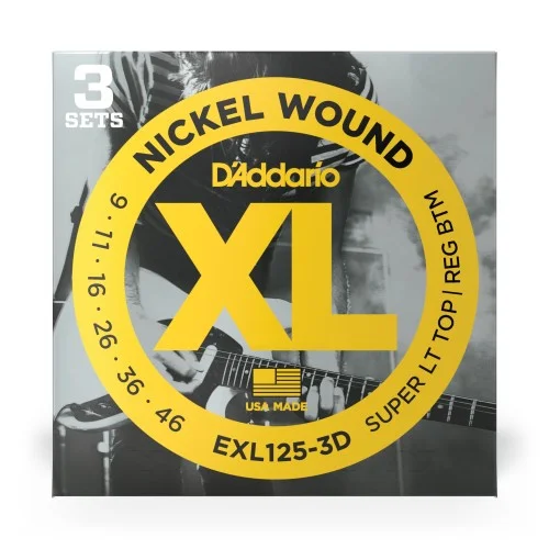 D‘Addario EXL125-3D Tension Super Light Top/Regular Bottom – 3 Jeux Usine Directe