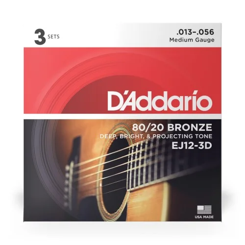 Nouvel Arrivage D‘Addario EJ12-3D Tension Medium – 3 Jeux