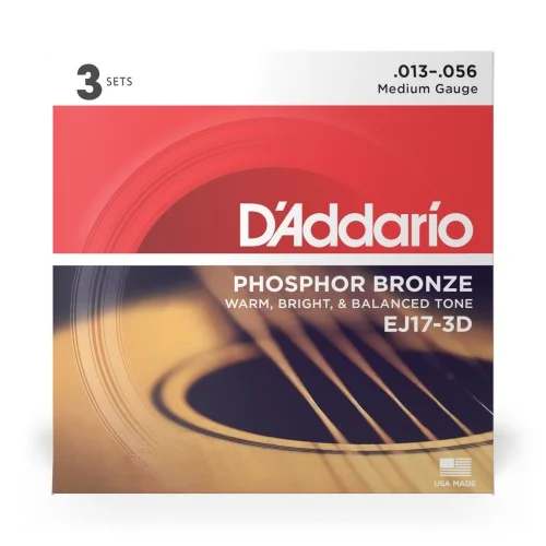 Haute Qualité D‘Addario EJ17-3D Tension Medium – 3 Jeux