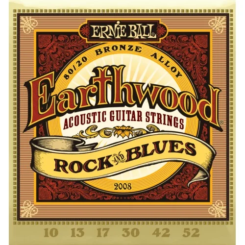 Ernie Ball 2008 Earthwood 80/20 Bronze Rock and blues 10-52 Retour Gratuit