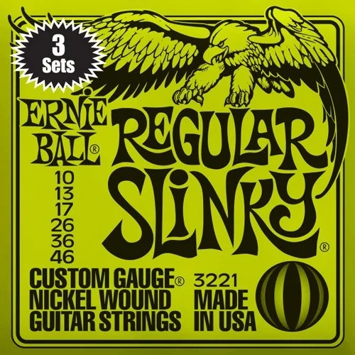 Ernie Ball 3221 Regular Slinky 10-46 pack 3 jeux Expédition Rapide
