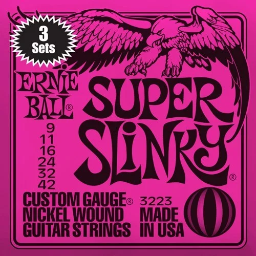 Ernie Ball 3223 Super Slinky 9-42 pack 3 jeux Top Vente