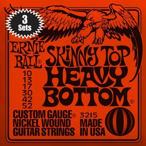 Ernie Ball 3215 Skinny Top Heavy Bottom 10-52 pack 3 jeux Quantité Limitée