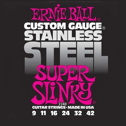 Ernie Ball 2248 Stainless Steel Super Slinky 9-42 Dernier Modèle