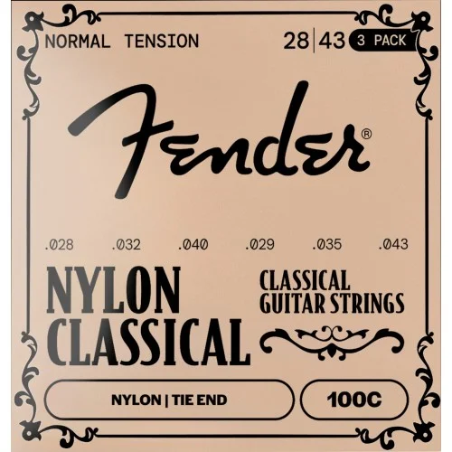 Fender Nylon Classical 100 normal - pack 3 Seulement Aujourd'hui